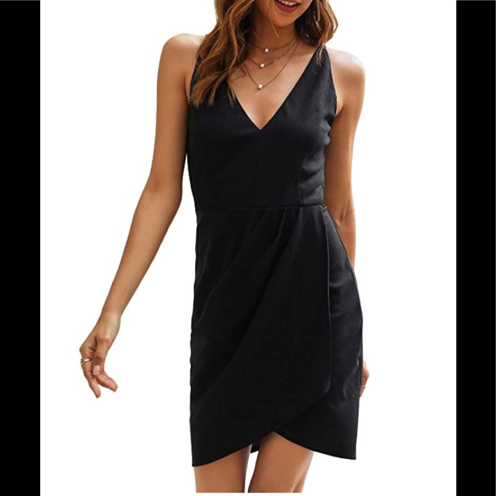 NWOT Manydress Sleeveless V Neck Summer Wrap Ruched Cocktail Party Mini Dress